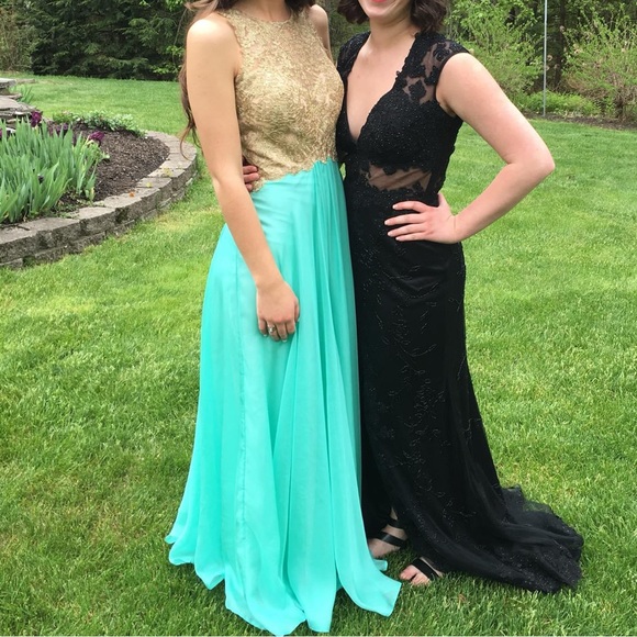 Teal & Gold Princess Jasmine Prom Dress - Picture 1 of 11